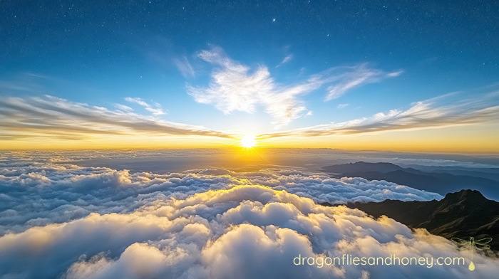 soft sunrise over clouds symbolizing lessons in living after loss