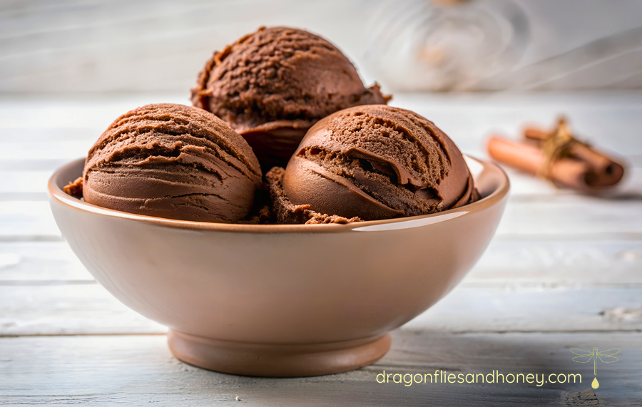 Bowl of chocolate ice cream after olfactory sensory overload