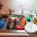 Sink full of dirty dishes