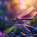 dragonfly rest on water leaf