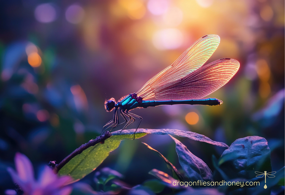dragonfly rest on water leaf