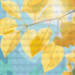 Cross Stitched gold leaves with blue sky