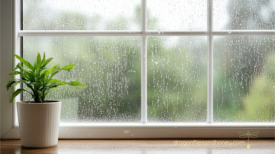 rain ourside of window
