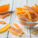 candied orange peels in a bowl